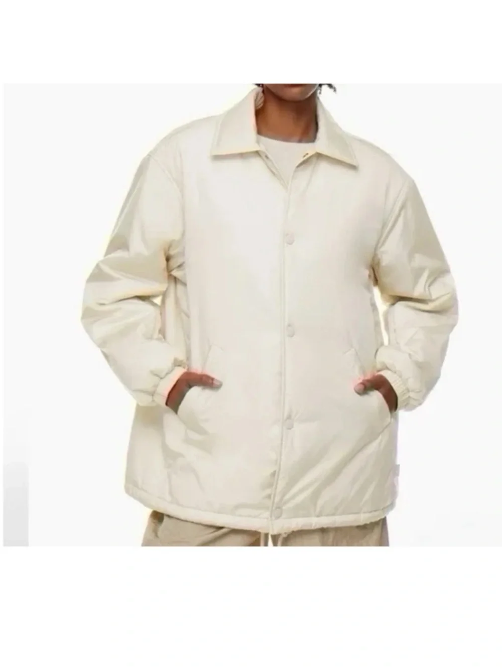 Aritzia TNA The Coaches Jacket Matte Pearl Cream Sz M